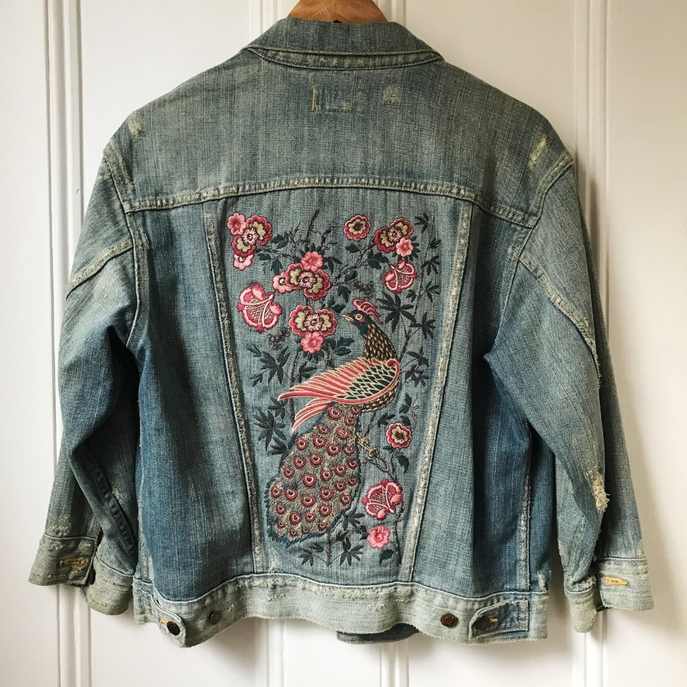 Embroidered denim jacket ~ peacock design by Denim & Supply Ralph Lauren